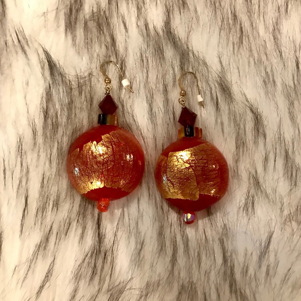 Katie’s Red ball drop earrings